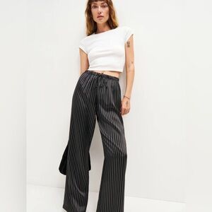 Reformation Black and White Striped Wide Leg Pants